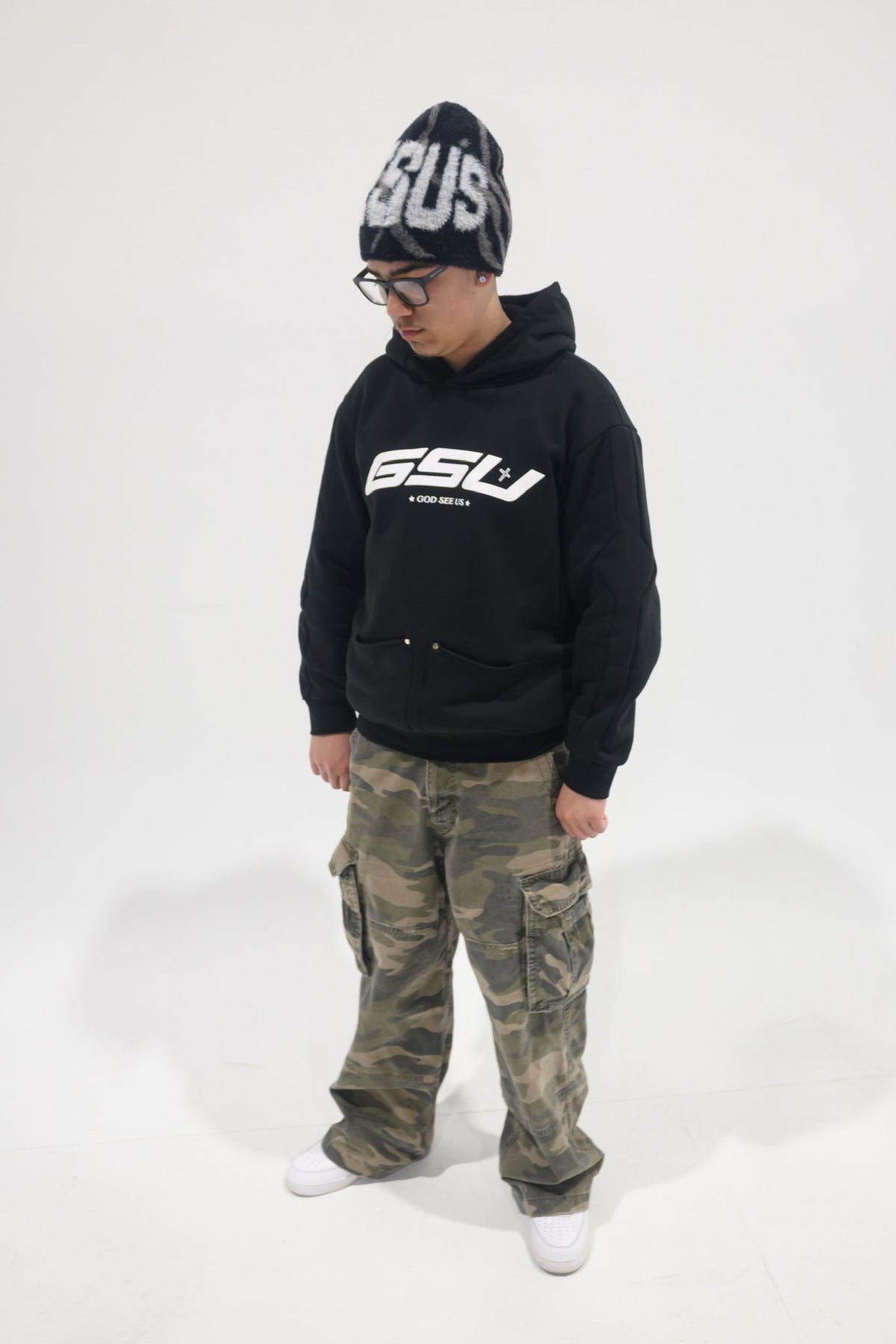 GSU Hoodie in Black, full-length view