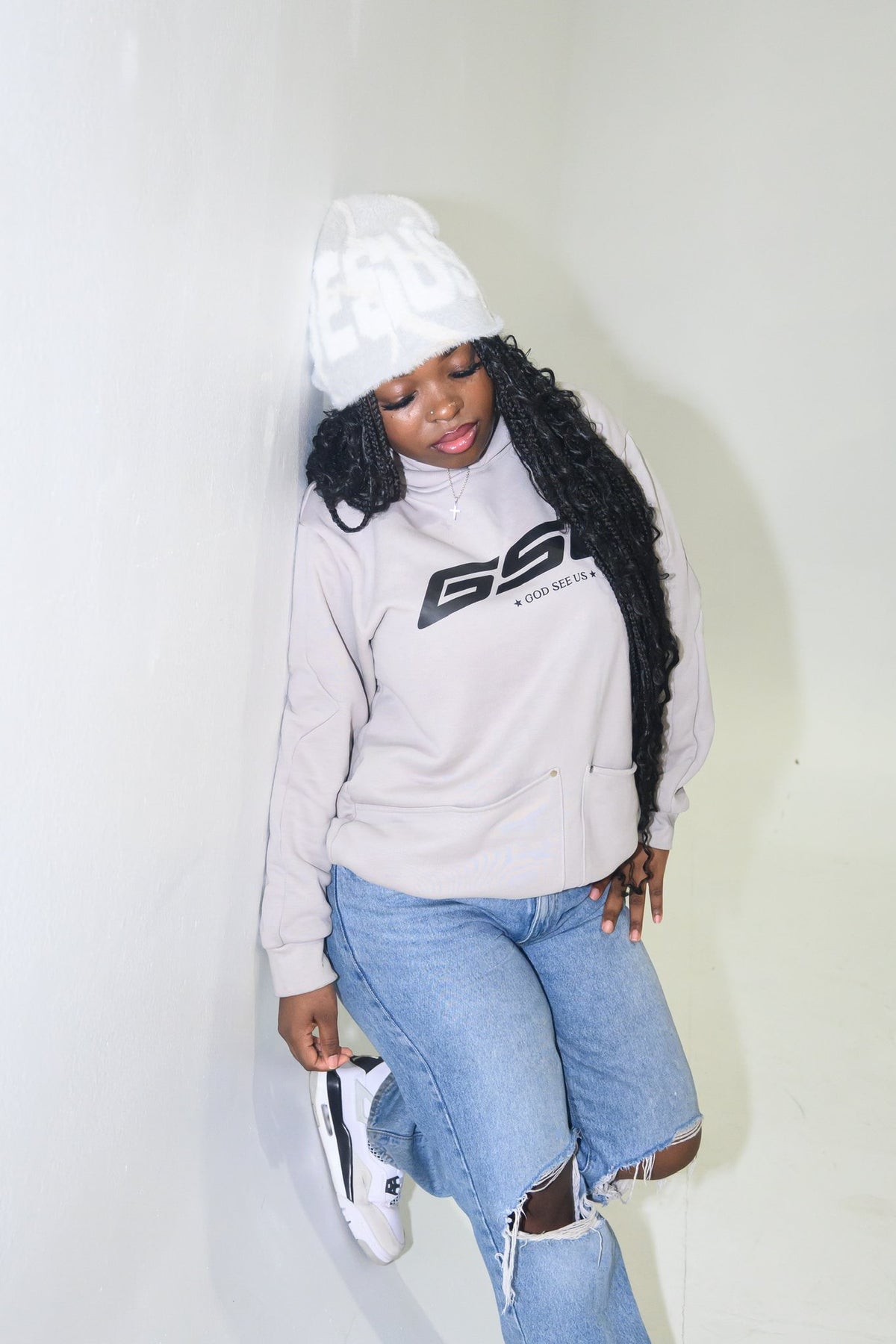 GSU Hoodie in Gray, front view