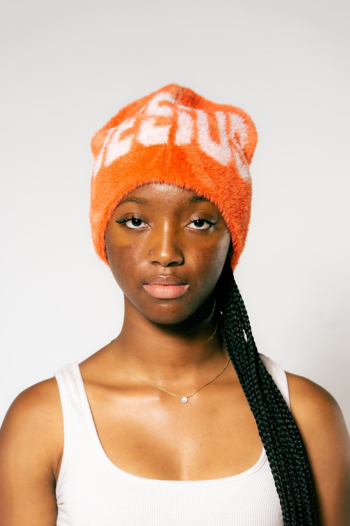 JESUS Beanie in Orange, front view